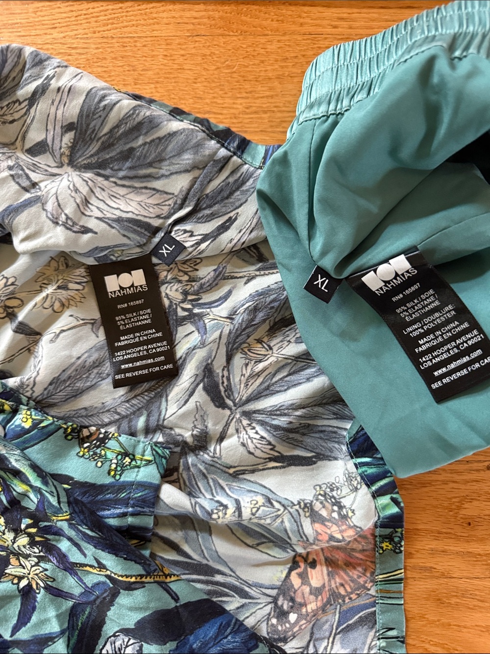Men's Teal Botanical & Butterfly Short Set - Picture 6 of 7